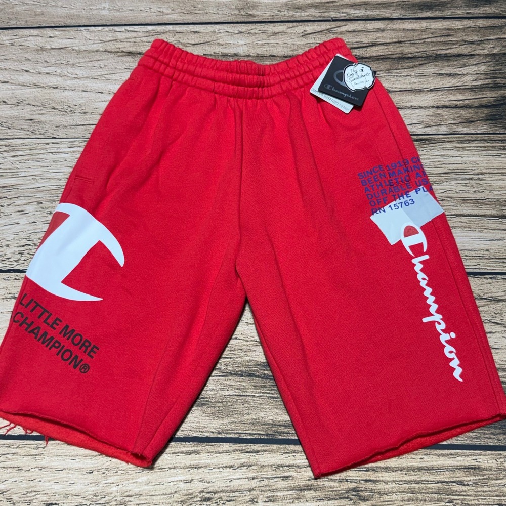 Champion Super Fleece 3.0 Shorts Mens Small Scarlet Red Big C Logo Graphic
